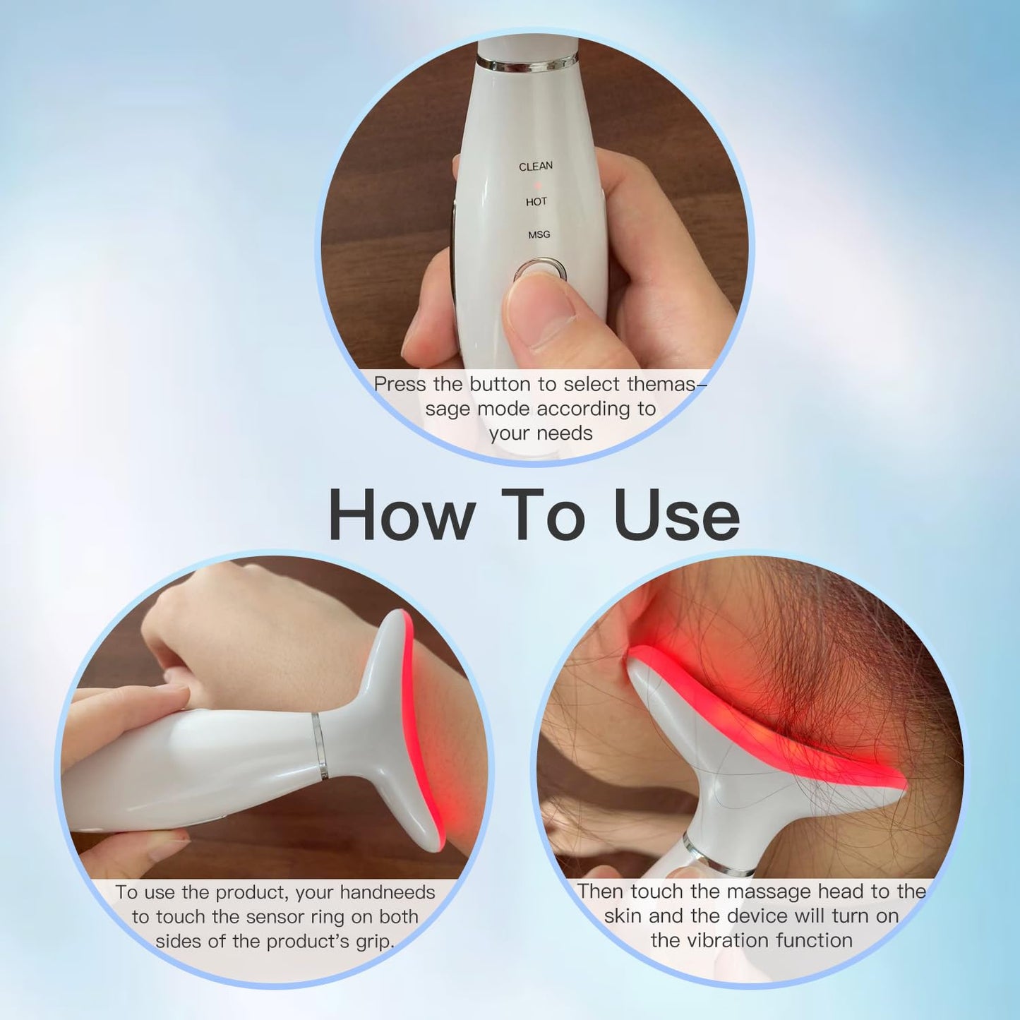 LED Beauty Massager for Face and Neck, Tightening and Smooth