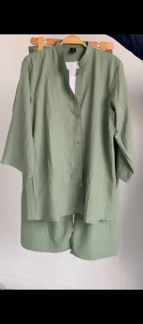 *Open button shirt with separate inner with all over trouser*