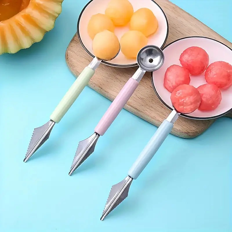 Stainless Steel Fruit Vegetable Ice Cream Melon Ball Scoop Kitchen Tool,