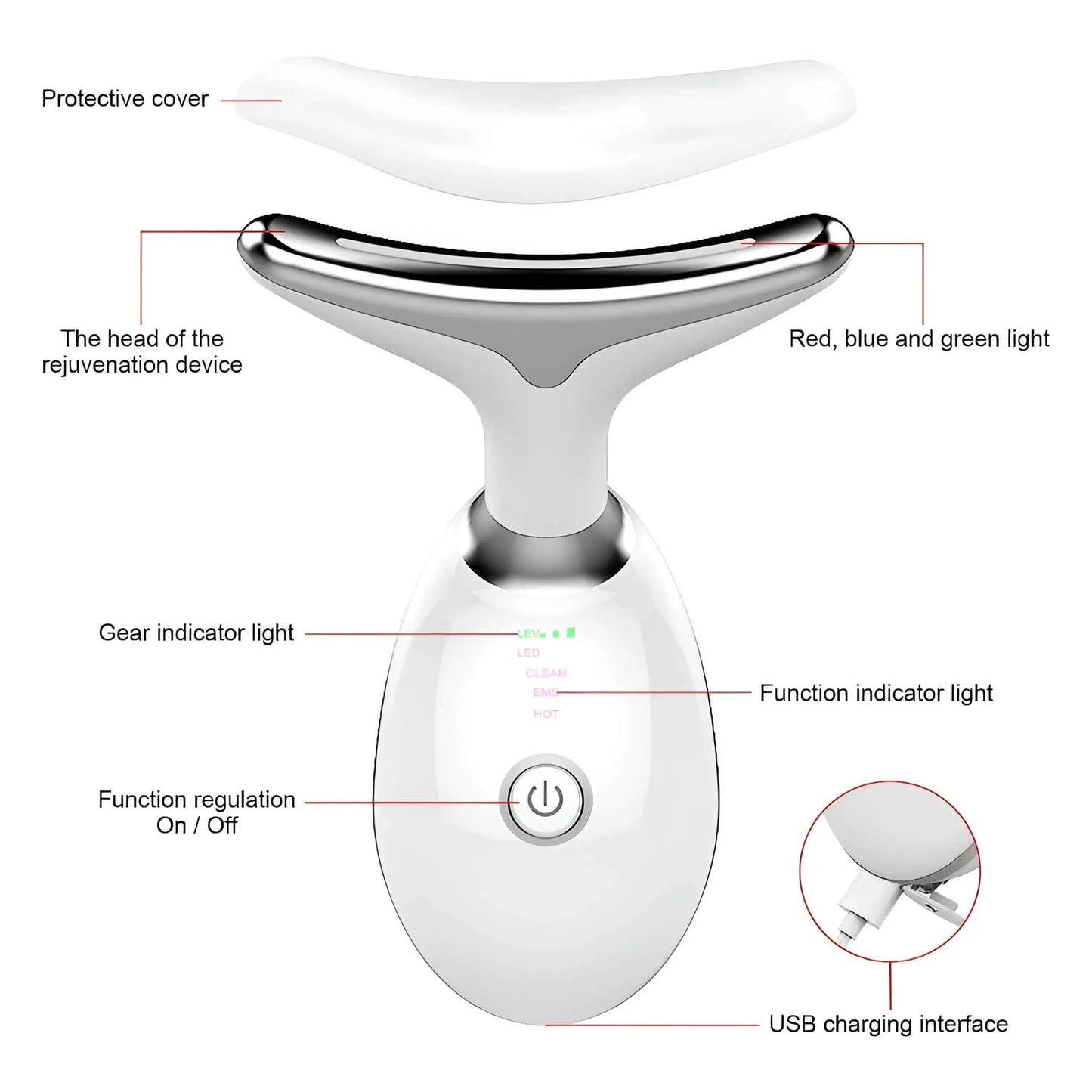 LED Beauty Massager for Face and Neck, Tightening and Smooth