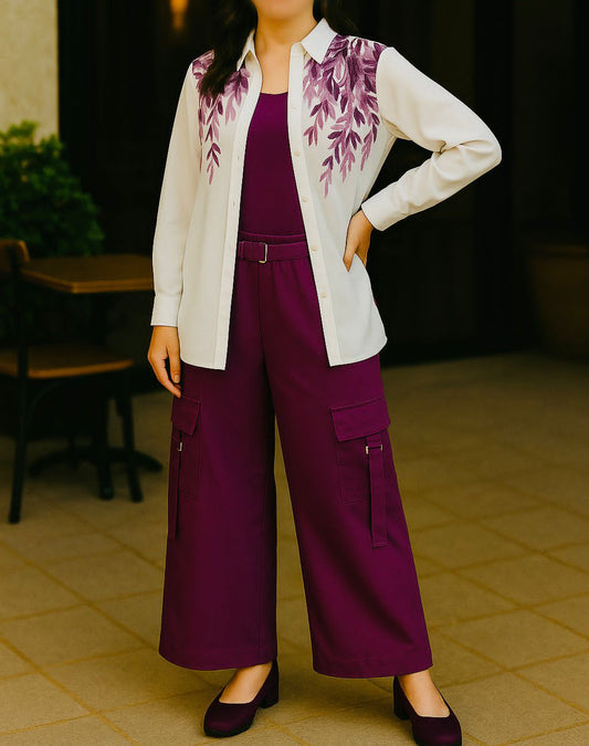 3 Piece printed shirt and cargo trouser with seperate inner